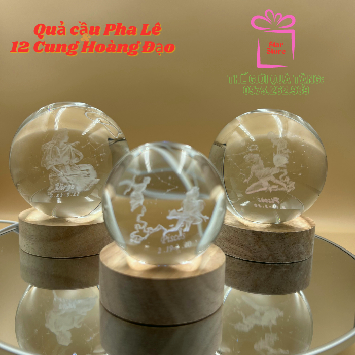 🎁 Quả Cầu Pha Lê Đèn Led 3D 12 Cung Hoàng Đạo Đường Kính 8cm 💝 Quà Tặng Độc Đáo 💝 Quà Tặng Sinh Nhật / StarStore