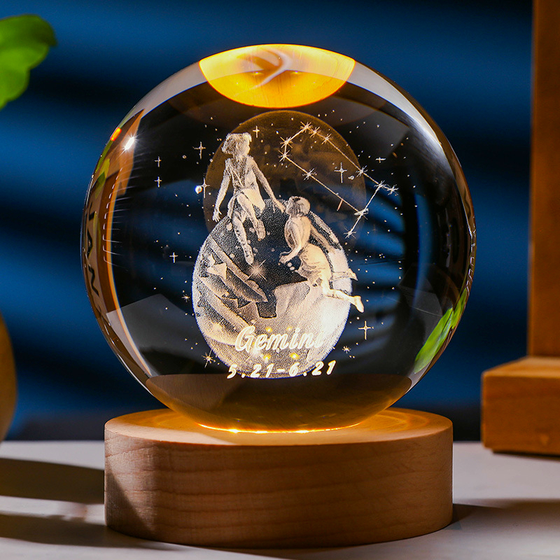 🎁 Quả Cầu Pha Lê Đèn Led 3D 12 Cung Hoàng Đạo Đường Kính 8cm 💝 Quà Tặng Độc Đáo 💝 Quà Tặng Sinh Nhật / StarStore