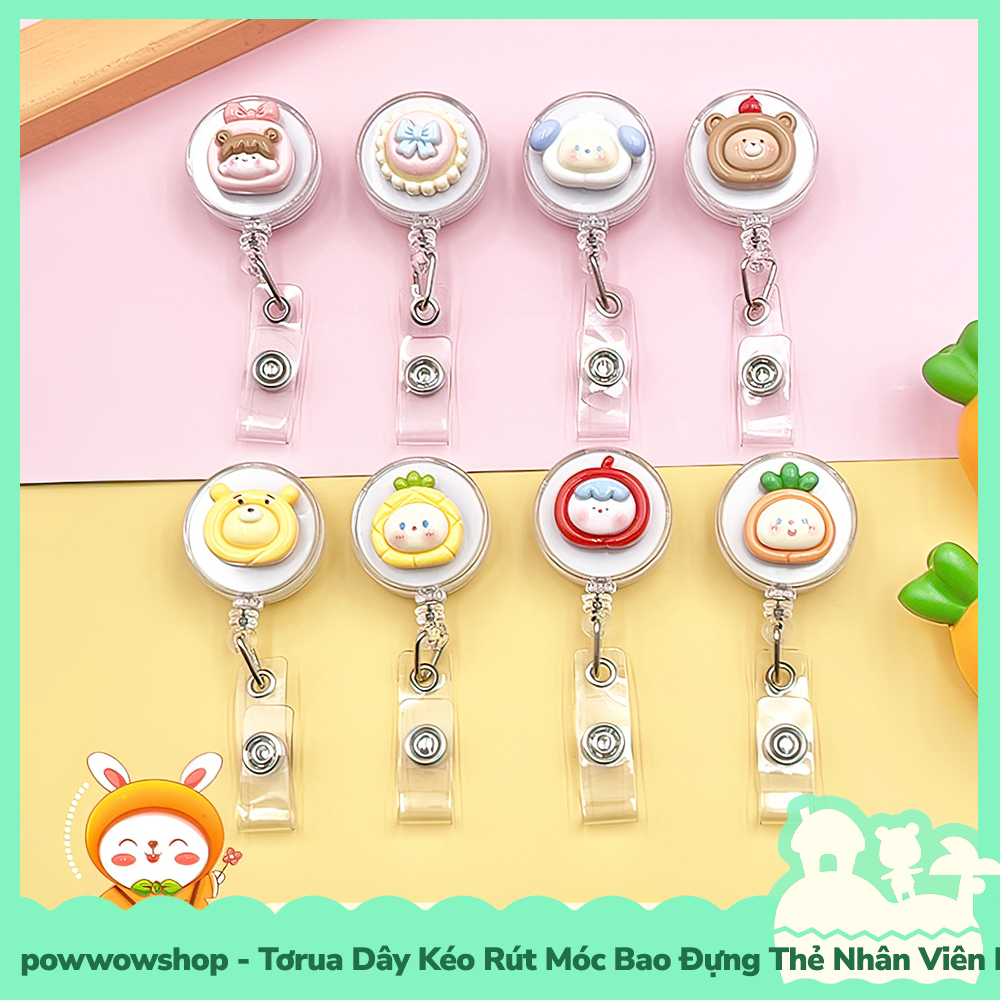 [Sẵn VN - Hỏa Tốc] Tơrua Dây Kéo Rút 60cm Móc Bao Đựng Thẻ Nhân Viên Phong Cách Nhân Vật Hoạt Hình Cute Fruit &amp; Animal