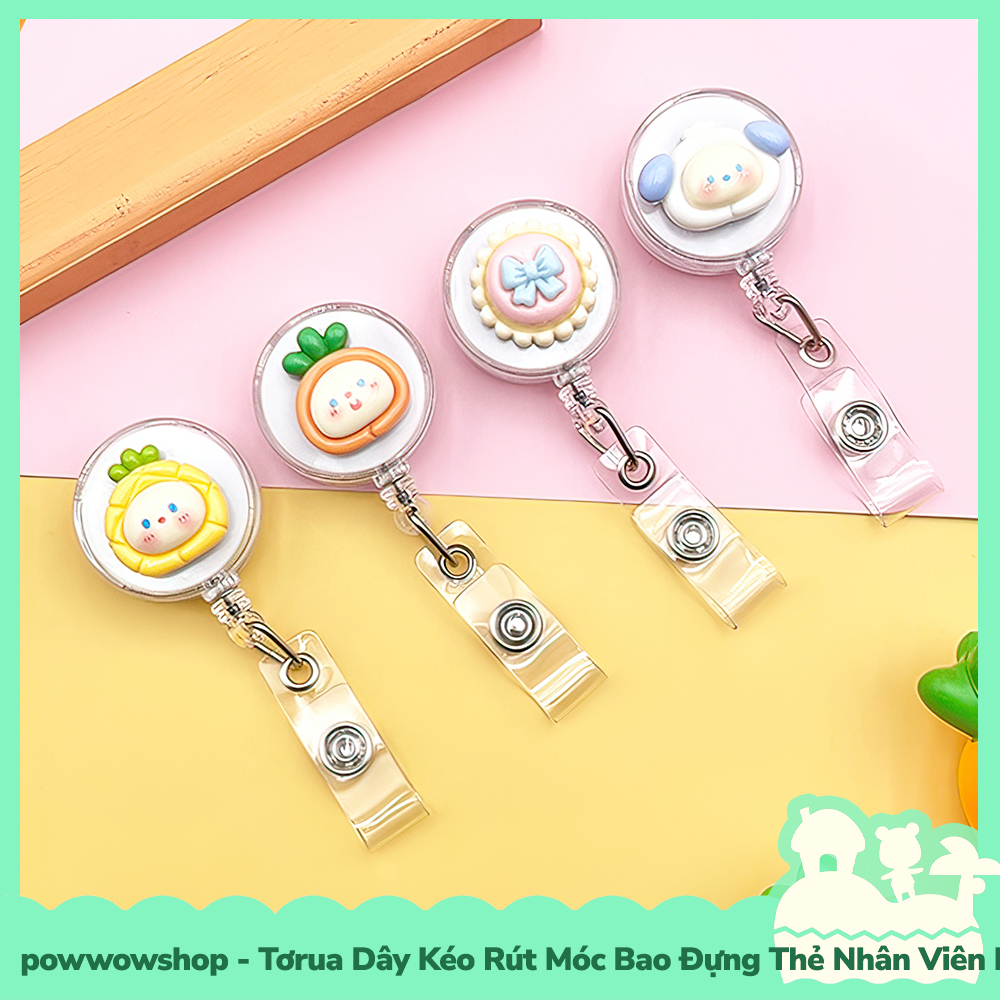 [Sẵn VN - Hỏa Tốc] Tơrua Dây Kéo Rút 60cm Móc Bao Đựng Thẻ Nhân Viên Phong Cách Nhân Vật Hoạt Hình Cute Fruit &amp; Animal