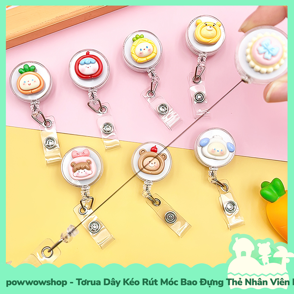 [Sẵn VN - Hỏa Tốc] Tơrua Dây Kéo Rút 60cm Móc Bao Đựng Thẻ Nhân Viên Phong Cách Nhân Vật Hoạt Hình Cute Fruit &amp; Animal