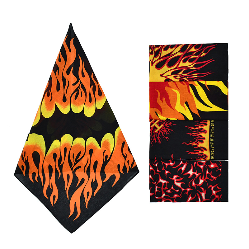 Nhiều mẫu khăn vuông bandana họa tiết ngọn lửa Song An Eco(54x54cm)