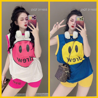 Set bộ thun mặt cười áo sát nách quần bo mam