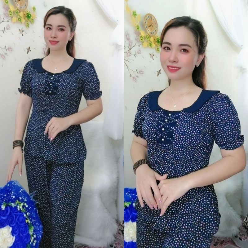 Bộ lụa mango dập ly, mẫu hoa nhí siêu dễ thương phom 42-60kg