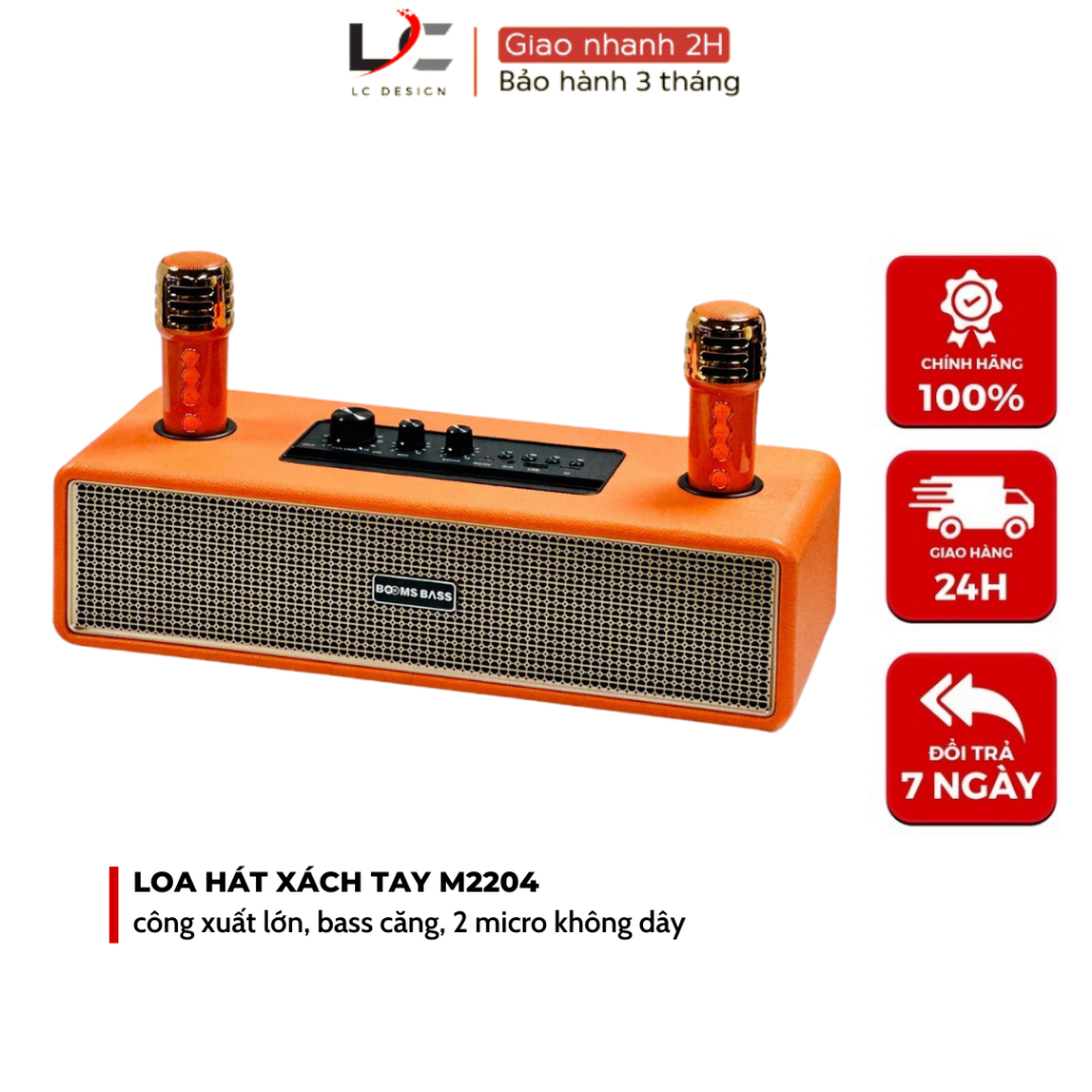 Loa Bluetooth Karaoke M2204 Kèm 2 Micro Không Dây Âm Thanh HD Bass Căng Bảo Hành Chính Hãng 12 Tháng- LC DESIGN