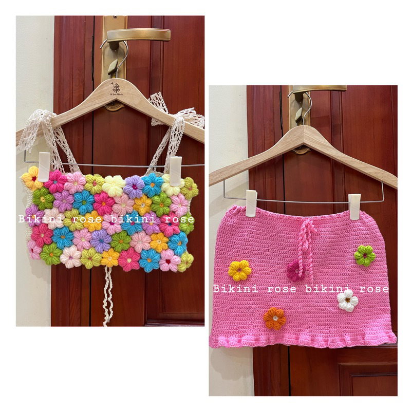 ÁO LEN MÓC GHÉP HOA NHIỀU MÀU, CÓ ÁO XOÀI