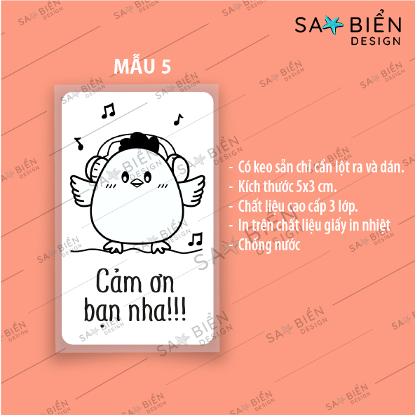 Set 50/100/200 Tem/Sticker dán mini trang trí niêm phong gói hàng. GÀ CON CUTE có keo sẵn.  50x30mm.