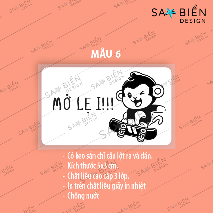 Set 50/100/200 Tem/Sticker dán mini trang trí niêm phong gói hàng, có keo sẵn. HÌNH KHỈ CUTE. KT 50x30mm.
