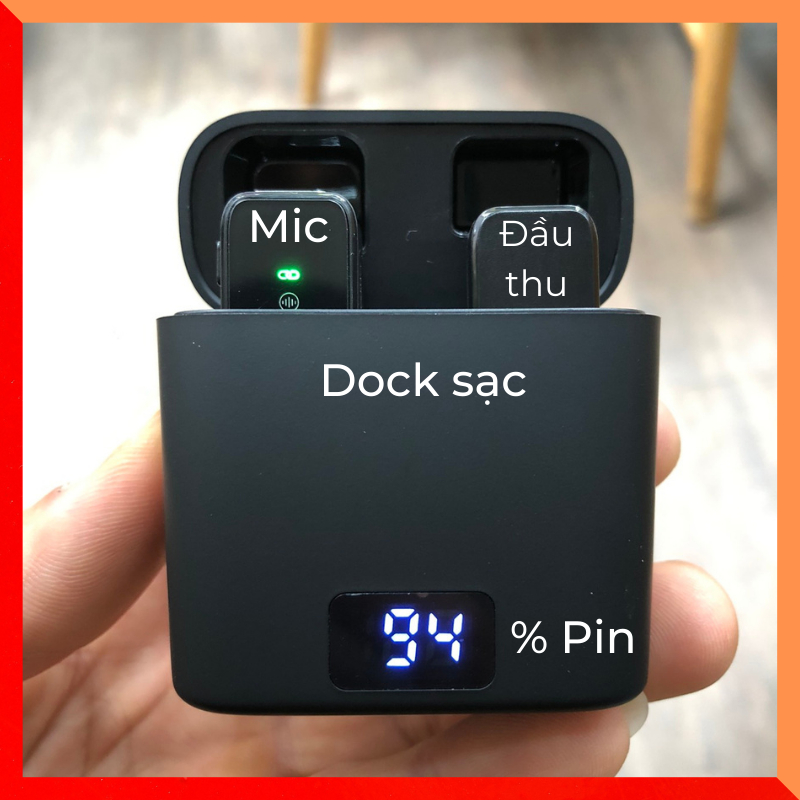 Micro Thu Âm Không Dây Cao Cấp Kèm Hộp Sạc. Chế Độ Thu Âm, Thu Tiếng Vang, Lọc Tạp Âm Chỉ Một Chạm