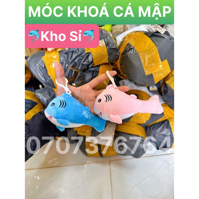 MÓC KHOÁ GẤU BÔNG HÌNH CÁ MẬP Dễ Thương-Treo Cặp-Treo Balo Xinh Xắn