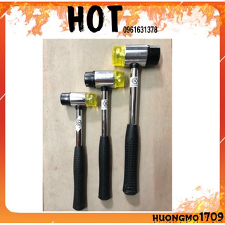 Búa nhựa 2 đầu cán sắt vàng đen