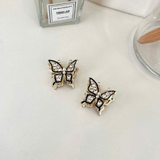 Kẹp bướm kim loại đính đá cỡ nhỏ sang trọng Modleaf Crystal butterfly pin Hàn Quốc
