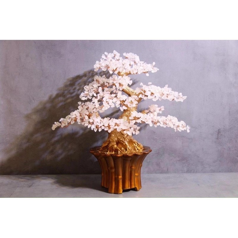 Cây Đá Phong Thủy, Chậu Bon Sai Bằng Đá Để Bàn Siêu Đẹp - Cao ~45cm