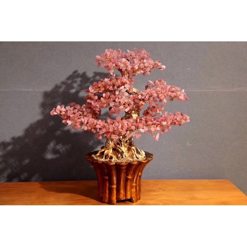 Cây Đá Phong Thủy, Chậu Bon Sai Bằng Đá Để Bàn Siêu Đẹp - Cao ~45cm