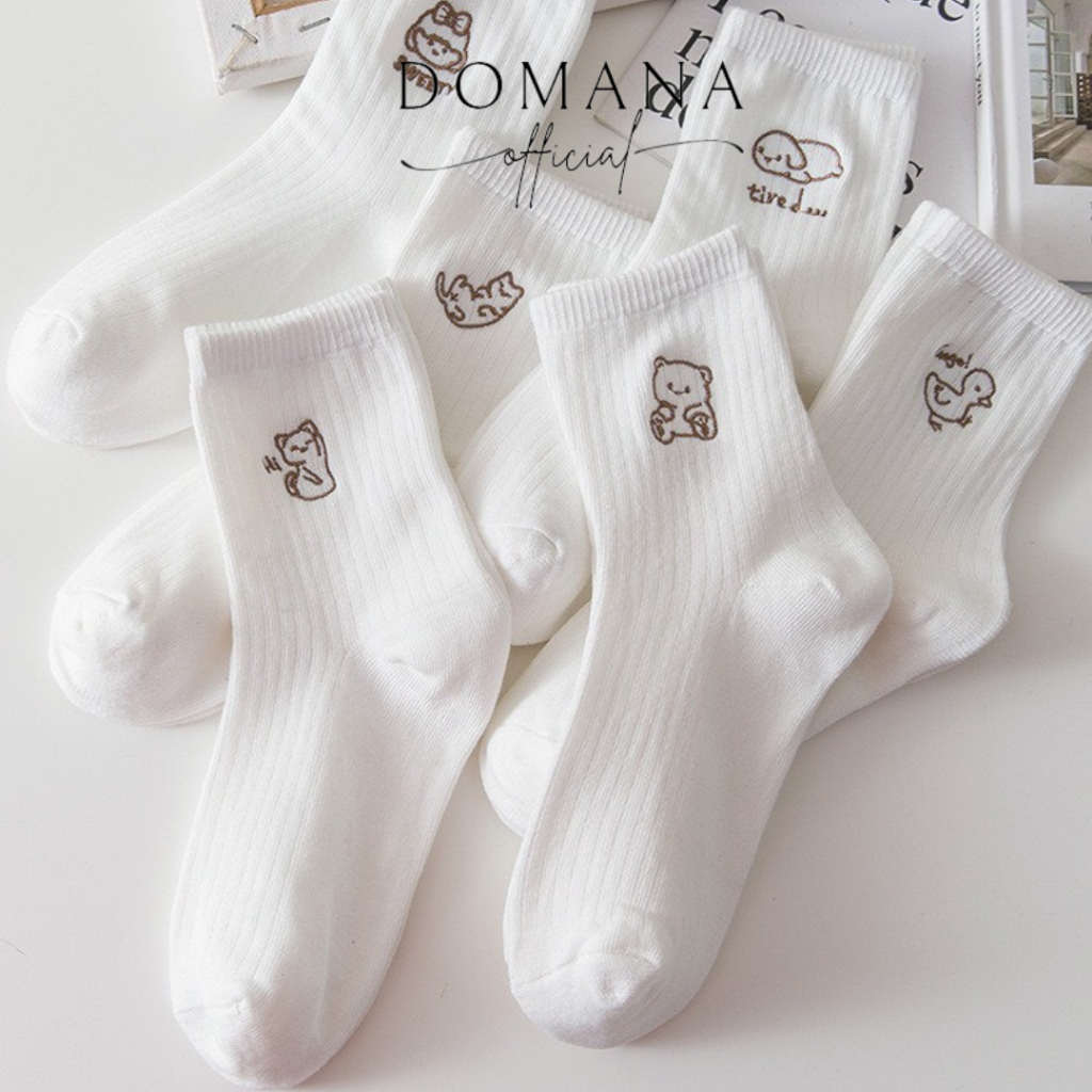 Tất Vớ Nữ Màu Trắng | Hình Dễ Thương Chất Liệu Vải Hàn Quốc Co Giãn Bốn Chiều, Phong Cách Đơn Giản, Giao Ngẫu Nhiên |T01