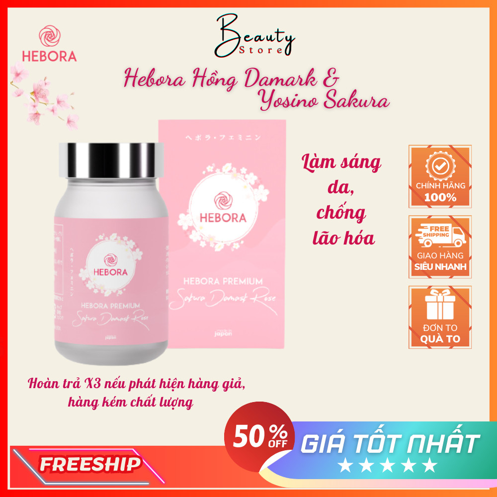 Viên uống tỏa hương Hebora Premium Sakura Damask Rose (Hộp 60 viên)