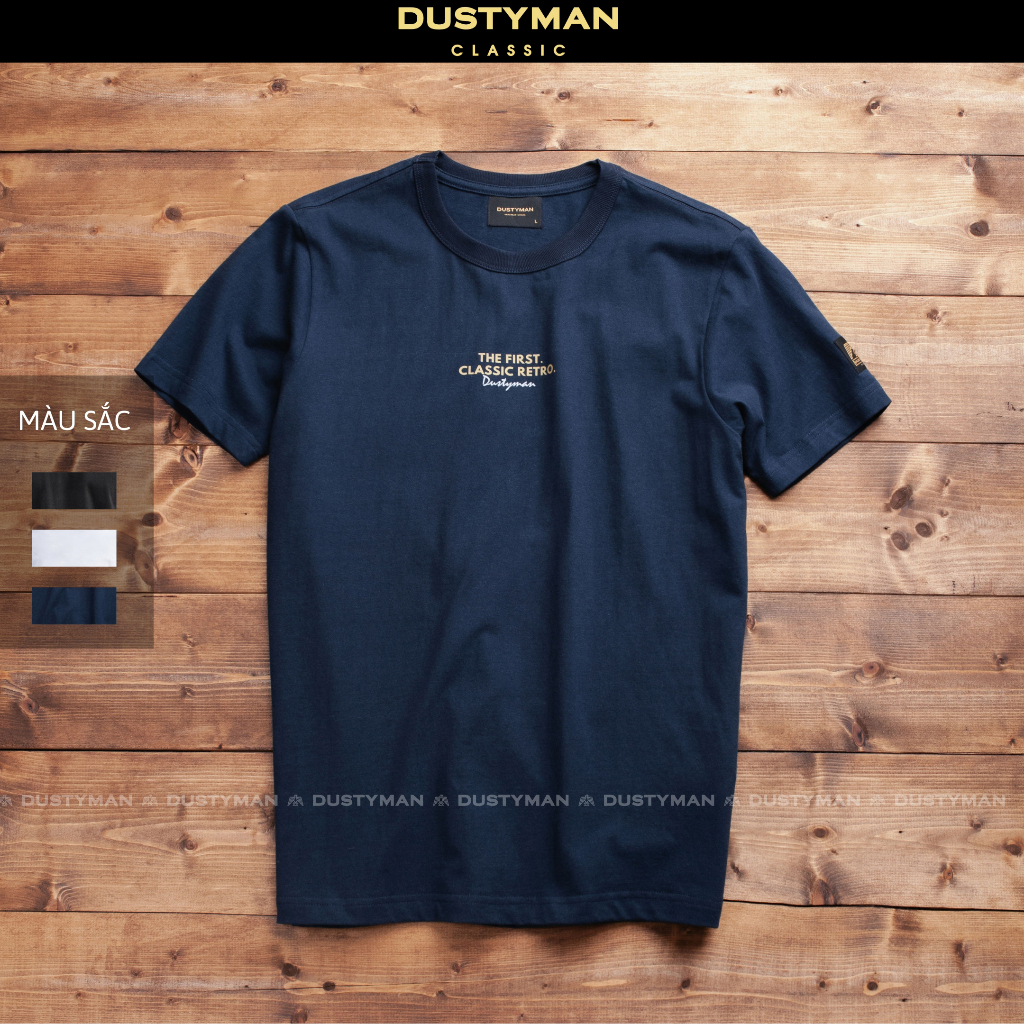 Áo Thun Nam In Hình Điểm Nhấn Trước Ngực DUSTYMAN - Vải 100% Cotton - Form Regular Fit - Retro