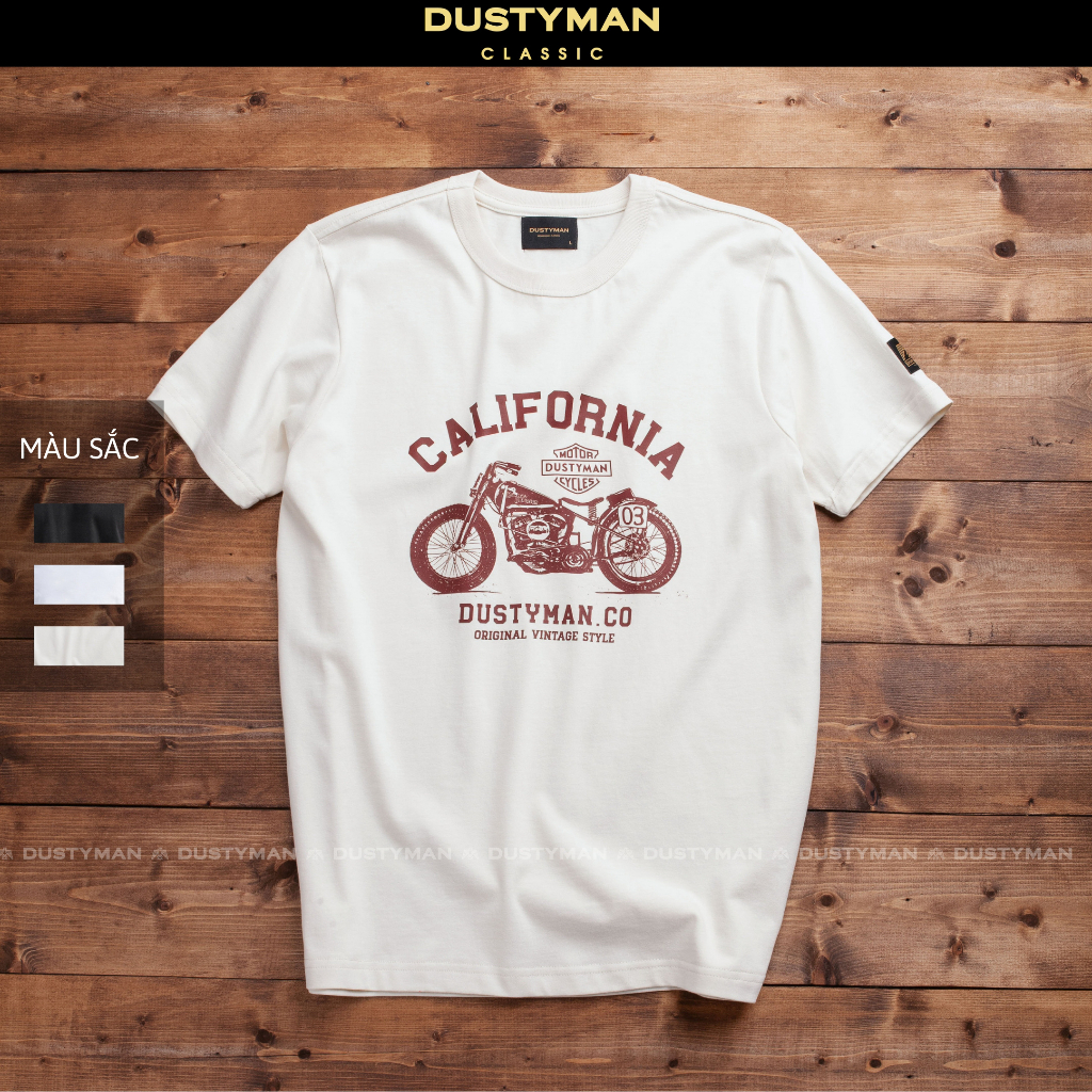 Áo Thun Nam In Hình Motor Cổ Điển DUSTYMAN - Vải 100% Cotton - Form Regular Fit - California