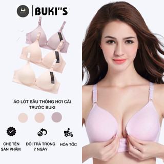 Áo ngực bầu - Áo lót bầu cho bé bú chất lụa tăm thông hơi có cúc cho con ti tiện lợi BUKI