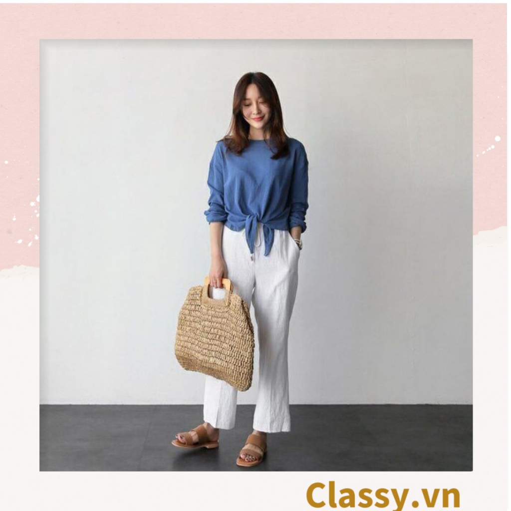 Túi cói Classy đan móc size lớn chất liệu giấy cao cấp, quai gỗ chất lượng, thân thiện với môi trường T994