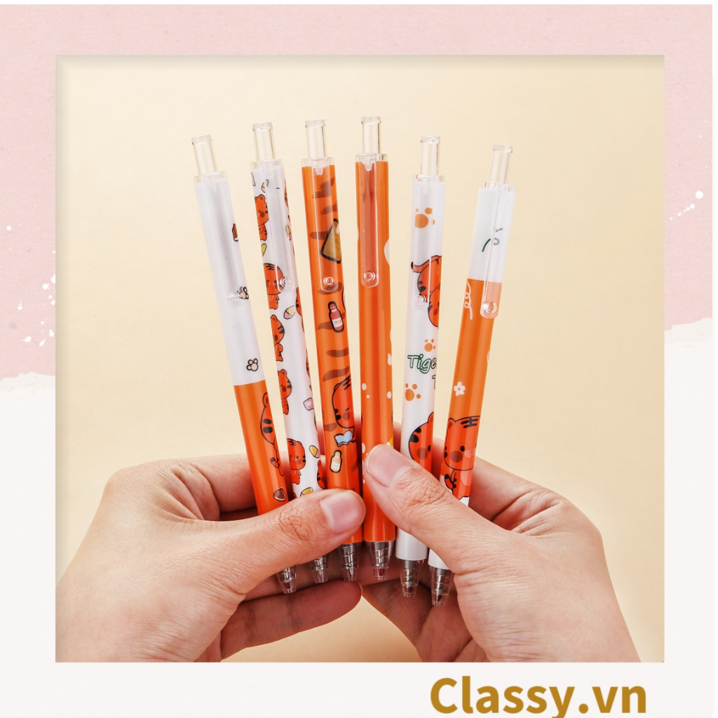 Bút gel Classy bấm 0.5mm họa tiết con hổ tết, tùy chọn cho sinh viên/nhân viên văn phòng PK1147