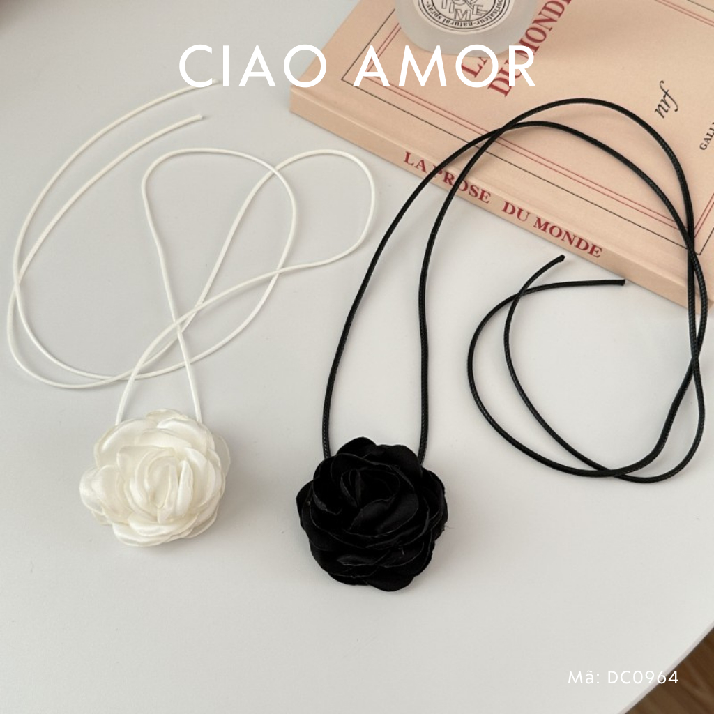 Choker nữ, Dây chuyền hoa hồng vải xếp Trang sức Ciao Amor - DC0964