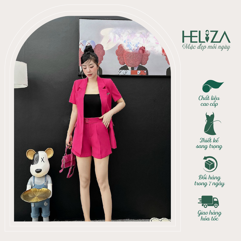 Set Bộ Vest Công Sở Nữ Dáng Cộc Túi Lắp Thiết Kế Cao Cấp Heliza Fashion Vải Chéo Mỹ Cao Cấp