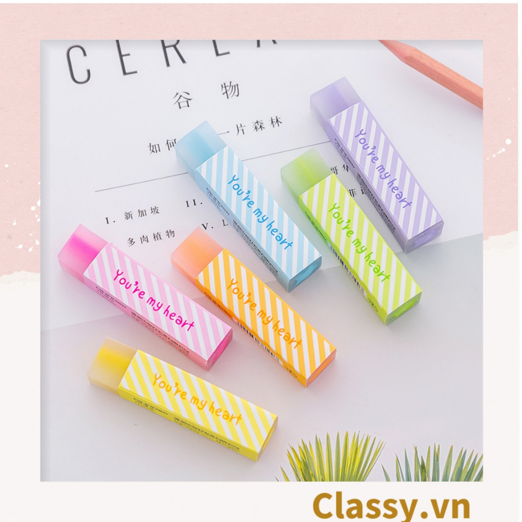 Gôm tẩy Classy hình chữ nhật có ruột hình ngộ sao họa tiết in chữ you're my heart, màu sắc nổi bật PK1198