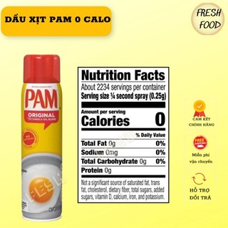 Dầu ăn kiêng PAM 0 calo, dầu ăn giảm cân dạng xịt, dầu hoa cải chai 12oz 1117 lần xịt