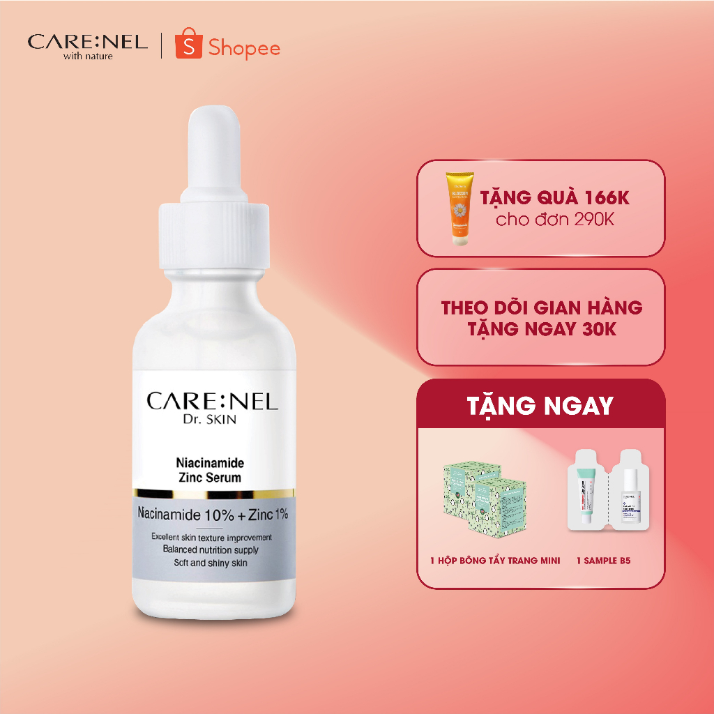 Tinh chất dưỡng trắng da ngừa thâm nám Care:Nel Niacinamide Zinc Serum 30ml