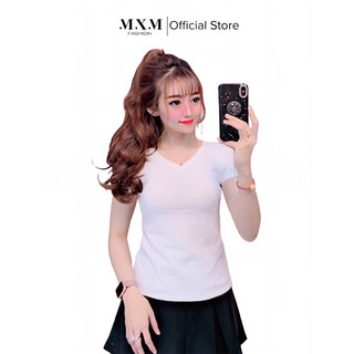 Áo thun nữ trơn mxm cổ tim form ôm body cực tôn dáng mã anu007