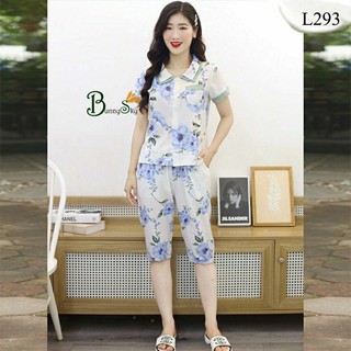 [BunnySky] Đồ bộ mặc nhà, đồ bộ nữ mặc ở nhà mẫu lửng lụa nhẹ mát