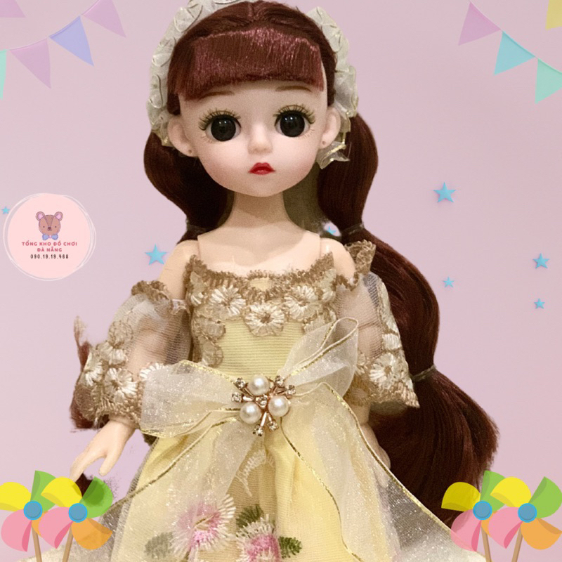 Đồ chơi búp bê công chúa mắt 3D chiều cao 30cm có khớp cử động linh hoạt