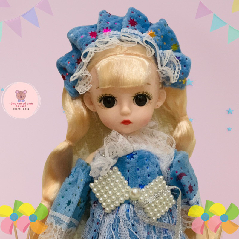 Đồ chơi búp bê công chúa mắt 3D chiều cao 30cm có khớp cử động linh hoạt