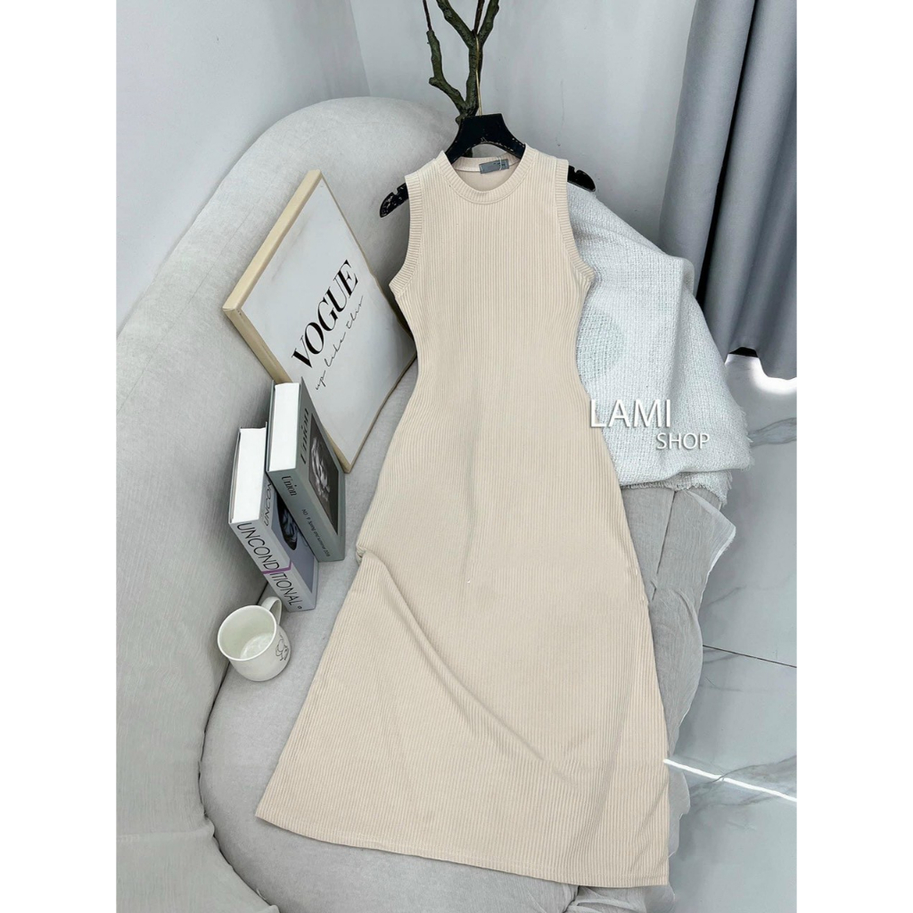 Đầm body thun gân dáng dài 3 màu tôn da, tôn dáng phù hợp đi chơi, dạ hội, dự tiệc