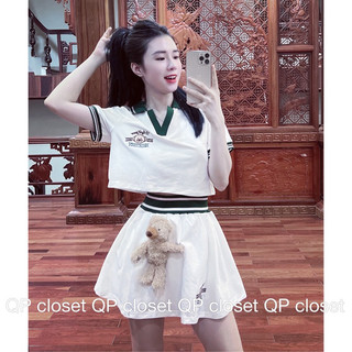 Set áo polo mix chân váy gấu siêu xinh