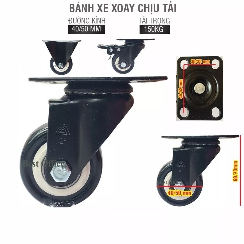 BÁNH XE CỐ ĐỊNH TỪ 4CM ĐẾN 10CM