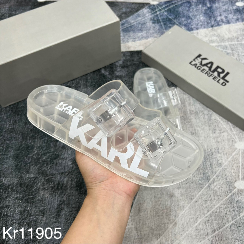 Dép Sandald Karl In Chữ Siêu Đẹp - Dép Quai Ngang Karl Trong Suốt Siêu Chất Hot Nhất 2023