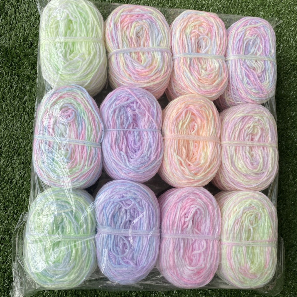 Len Bông Sữa Nhuộm Ombre/Màu Pastel Cầu Vồng - Chất Cotton - Cuộn 50gr