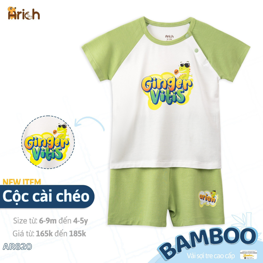 Bộ quần áo cộc tay cài chéo Arich cho bé từ 6m đến 5y