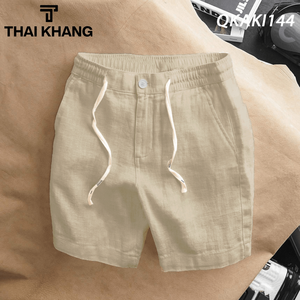 Quần short nam THÁI KHANG vải đũi lưng thun thoải mái dày mềm QKAKI14