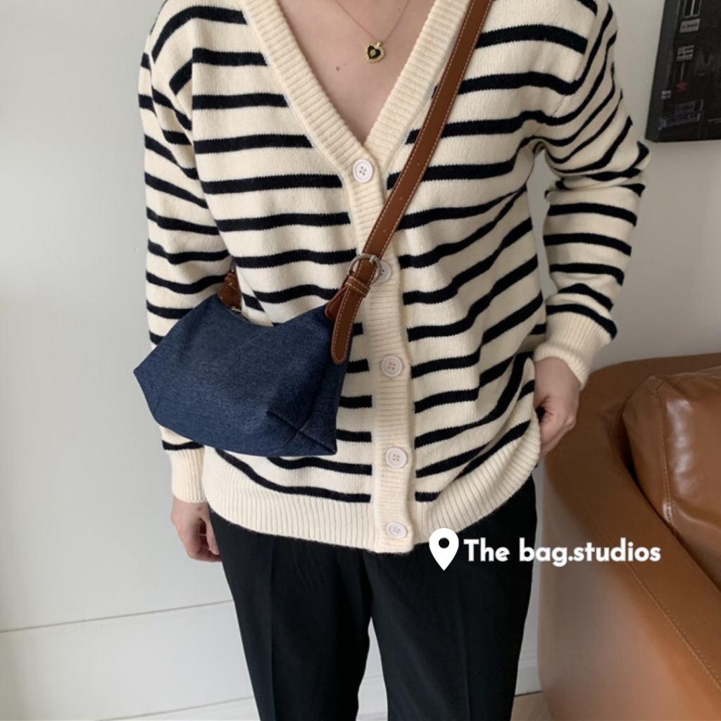 Túi xách nữ kẹp nách denim phong cách retro HongKong thời trang mới 2023