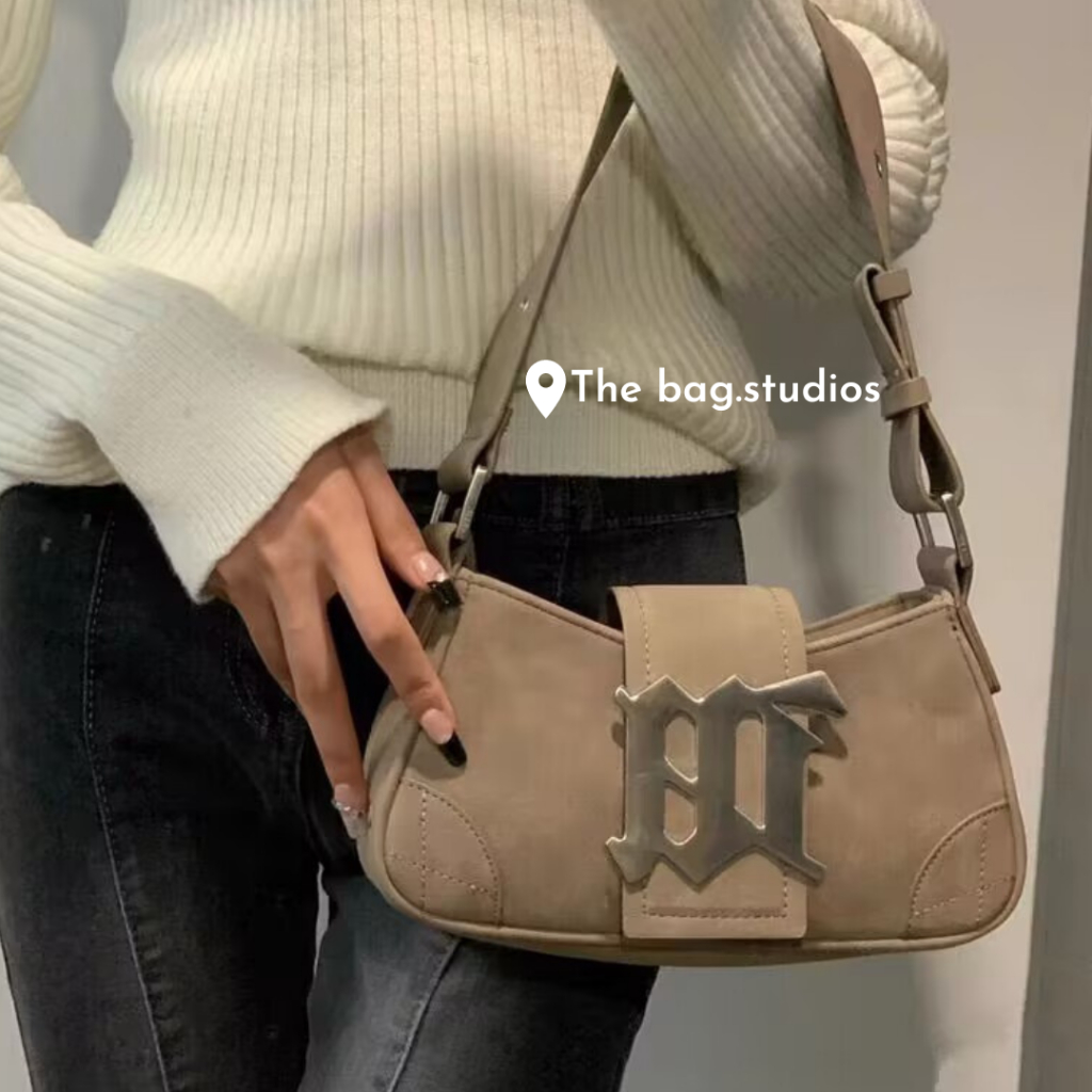 Túi xách nữ đeo vai phong cách Y2K họa tiết chữ M thời trang Âu Mỹ