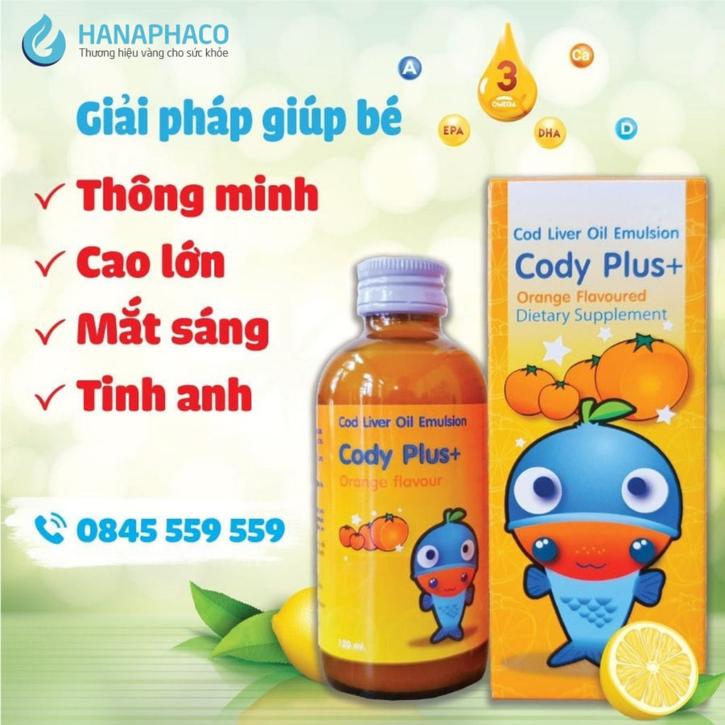 Dầu gan cá tuyết Cody Plus+ - Thông minh sáng mắt - 120ml