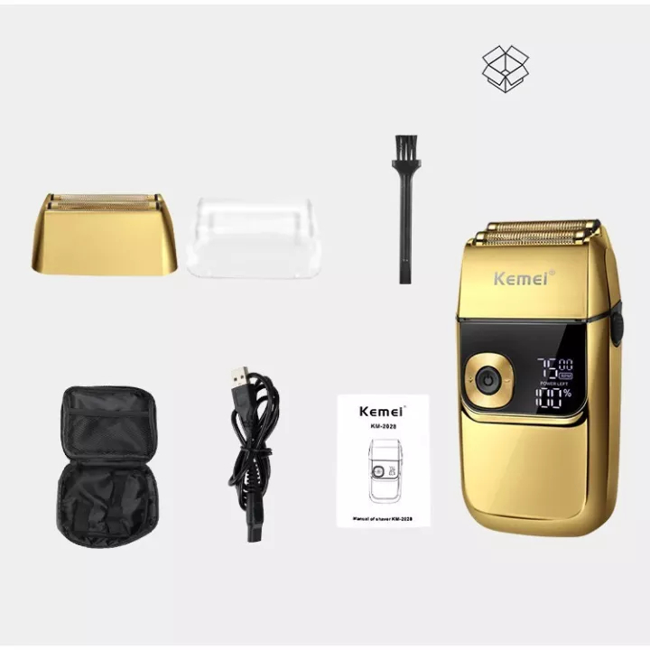 Máy Cạo Râu Kemei KM 2028 Chính Hãng - Máy Cạo Râu Kemei Thiết Kế Sang Trọng Tích Hợp Lưỡi Kép 3 Cấp Tốc Độ Cạo Êm Sát