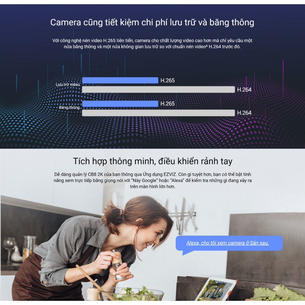 Camera WiFi Ezviz CB8 Dùng Pin 10400 mAh, Phân Giải 2K, Xoay 360 - Chính Hãng