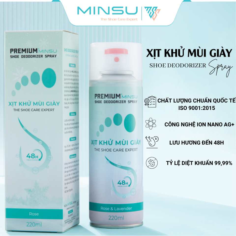 Chai Xịt Khử Mùi Giày Cao Cấp Công Nghệ NANO AG+ MINSU M4855 Loại Bỏ Vi Khuẩn Có Hại Giúp Ngăn Ngừa Mùi Và Mồ Hôi Chân