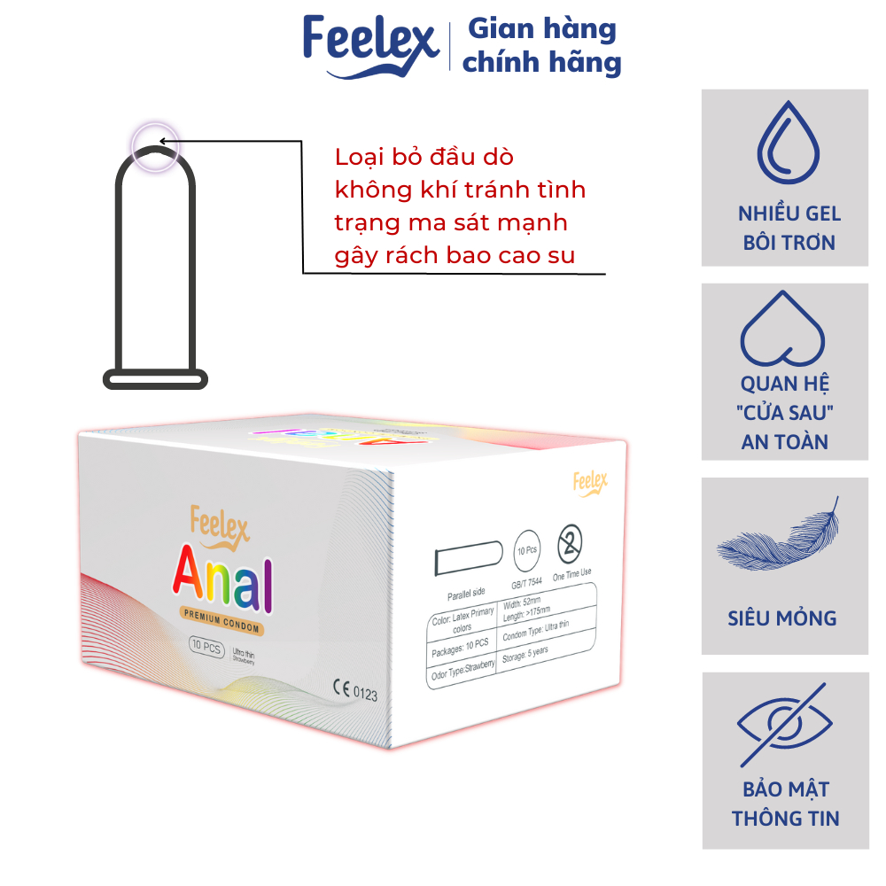 Bao cao su hậu môn Feelex Anal cao cấp, an toàn nhiều gel bôi trơn