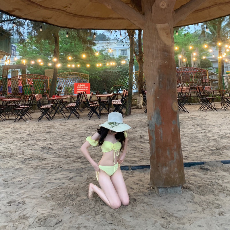 Pass set bikini 3 mảnh màu vàng