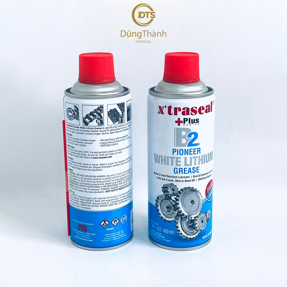 Dưỡng sên mỡ bò chịu nhiệt cao cấp XTRASEAL bôi trơn đa năng mỡ bò nước bình xịt màu trắng B2 400ml